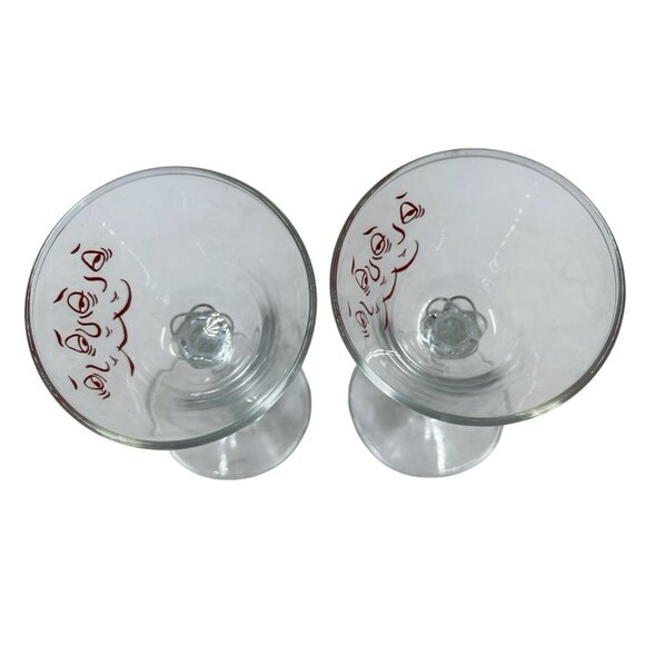 Vintage Gay Fad Tipsy Martini Glass Hand Painted Crooked Stem 1950s Set‎ Of 2 - Picture 7 of 8